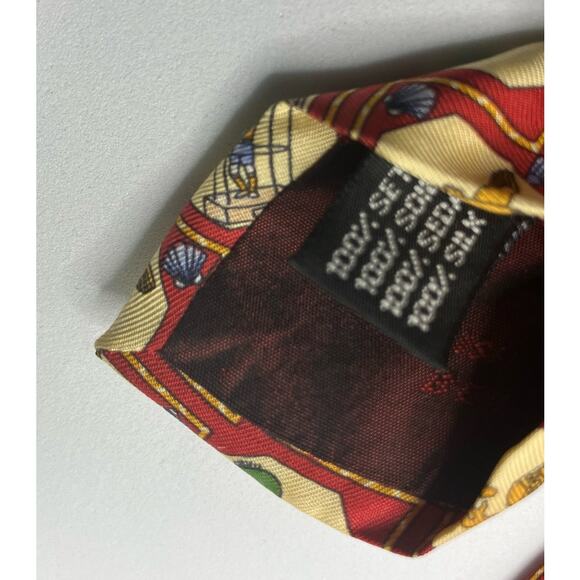 Vintage English Sports Shop Bermuda Neck Tie Red Yellow Tropical Palm Italy 3.5" - Picture 6 of 8